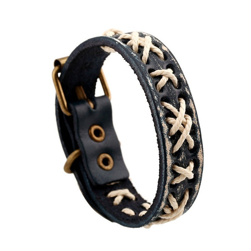 Glamorous Vintage Weave Cattle Leather Handmade Bracelet