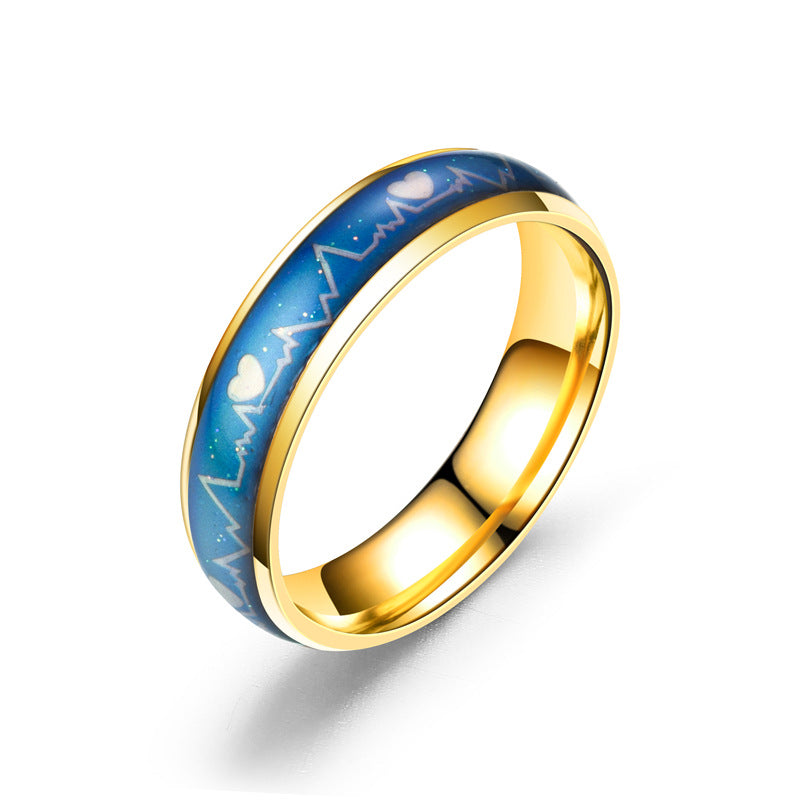 Women's & Men's Titanium Steel Color Changing Mood Temperature Rings