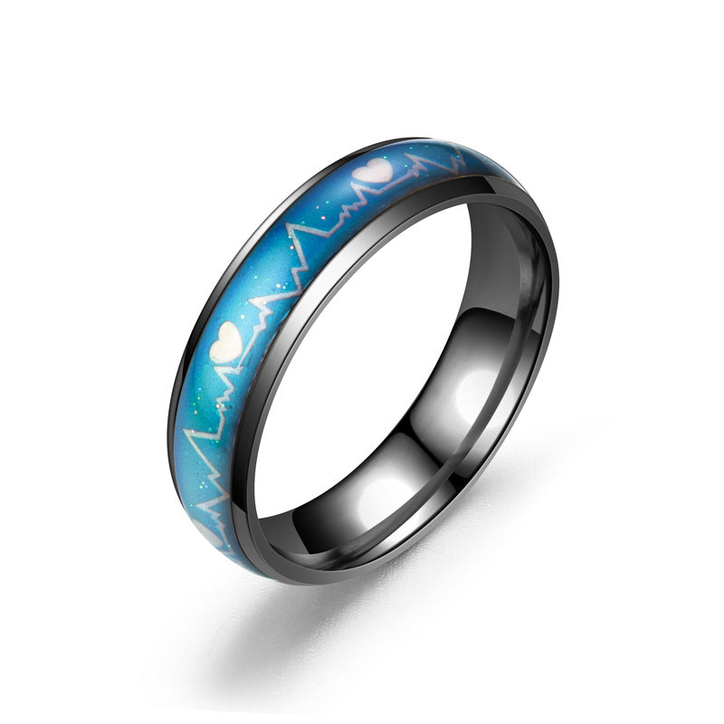 Women's & Men's Titanium Steel Color Changing Mood Temperature Rings