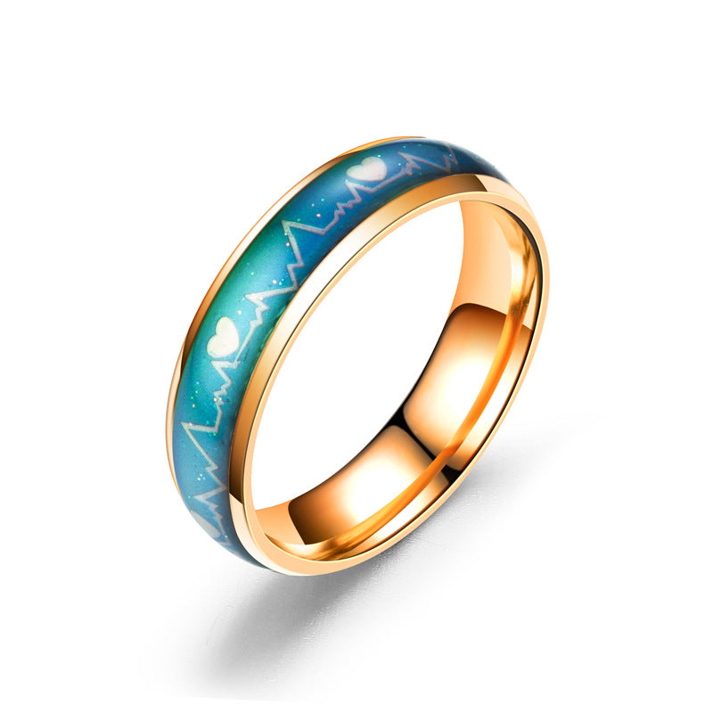 Women's & Men's Titanium Steel Color Changing Mood Temperature Rings