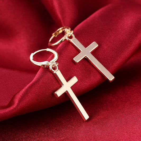 Glamorous Ornament Glossy Cross Male Ear Rings