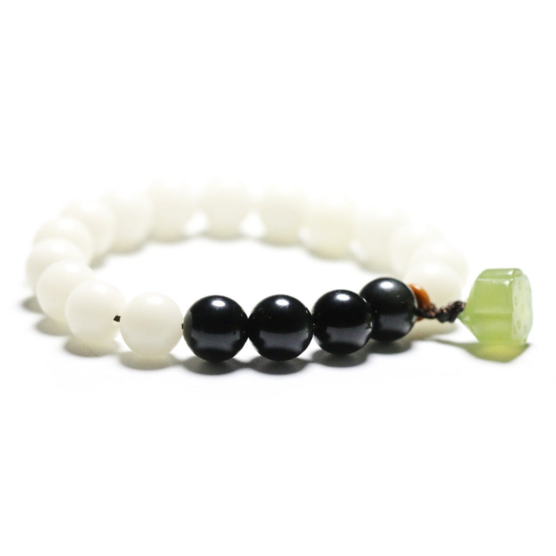 Women's White Jade Root Single Circle Lotus Seedpod Bracelet