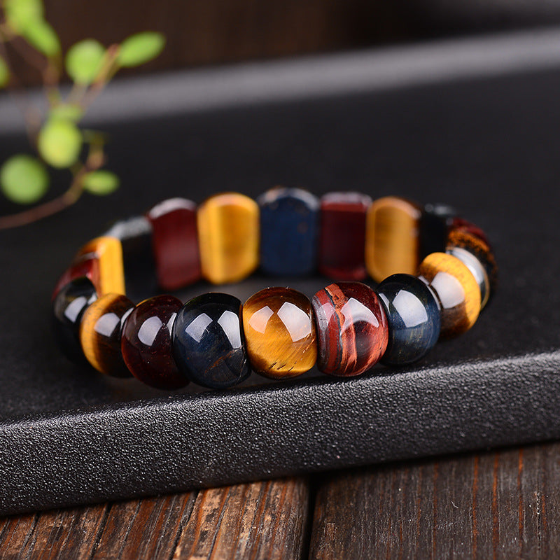 Women's & Men's Tigereye Tiger Stone Wood Alexandrite Red Gold Blue Manual Bracelets
