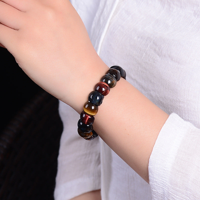 Women's & Men's Tigereye Tiger Stone Wood Alexandrite Red Gold Blue Manual Bracelets