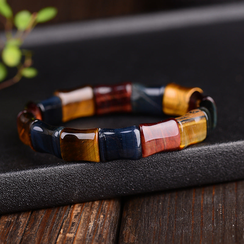 Women's & Men's Tigereye Tiger Stone Wood Alexandrite Red Gold Blue Manual Bracelets