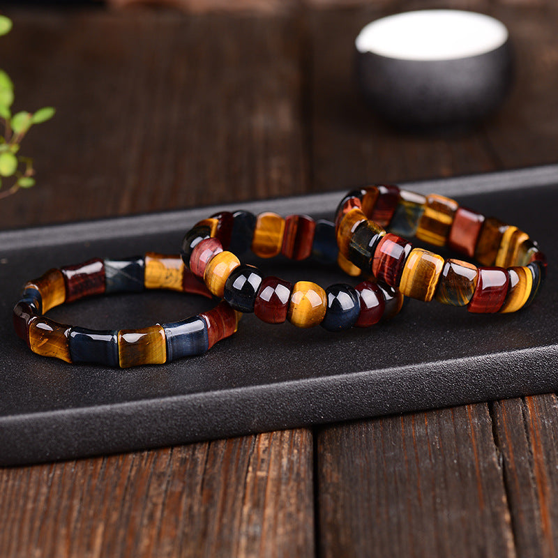 Women's & Men's Tigereye Tiger Stone Wood Alexandrite Red Gold Blue Manual Bracelets