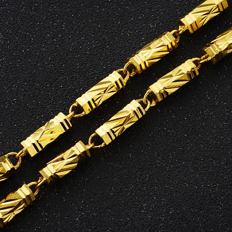 Women's & Men's Vietnam Placer Gold Solid Brass Vacuum Plating Hexagon Necklaces