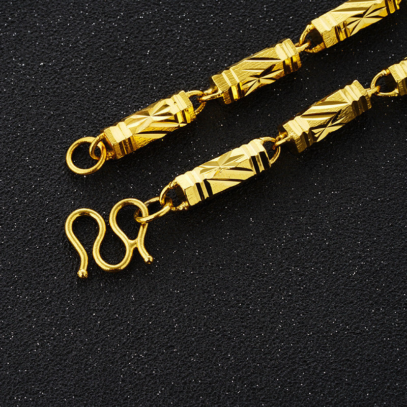 Women's & Men's Vietnam Placer Gold Solid Brass Vacuum Plating Hexagon Necklaces