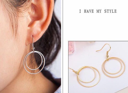 Women's Double Layer Small Circle Eardrops Ear Earrings