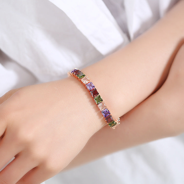 Trendy Popular Exquisite Square Diamond Zircon Bracelet