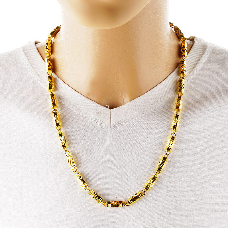 Women's & Men's Vietnam Placer Gold Solid Brass Vacuum Plating Hexagon Necklaces