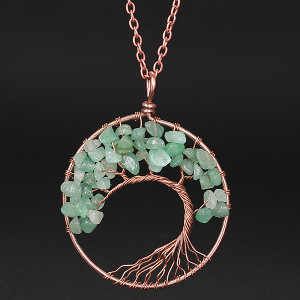 Winding Natural Stone Crystal Bronze Curved Necklaces