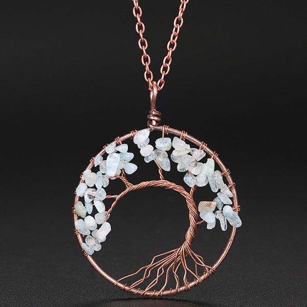 Winding Natural Stone Crystal Bronze Curved Necklaces