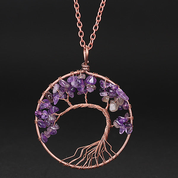 Winding Natural Stone Crystal Bronze Curved Necklaces