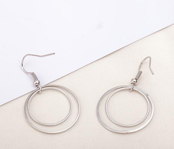 Women's Double Layer Small Circle Eardrops Ear Earrings