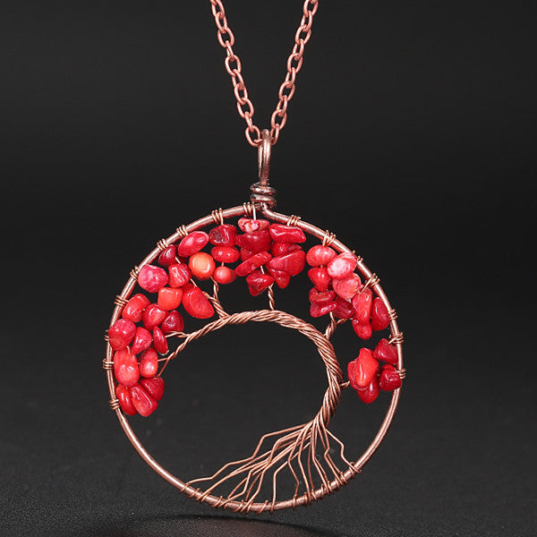 Winding Natural Stone Crystal Bronze Curved Necklaces