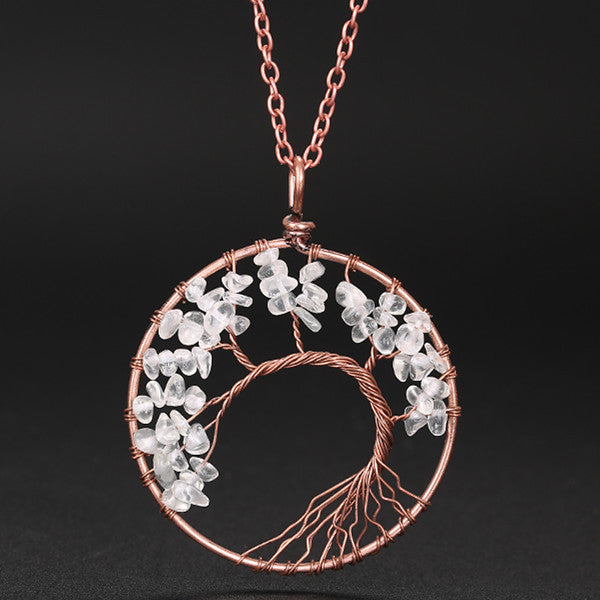 Winding Natural Stone Crystal Bronze Curved Necklaces
