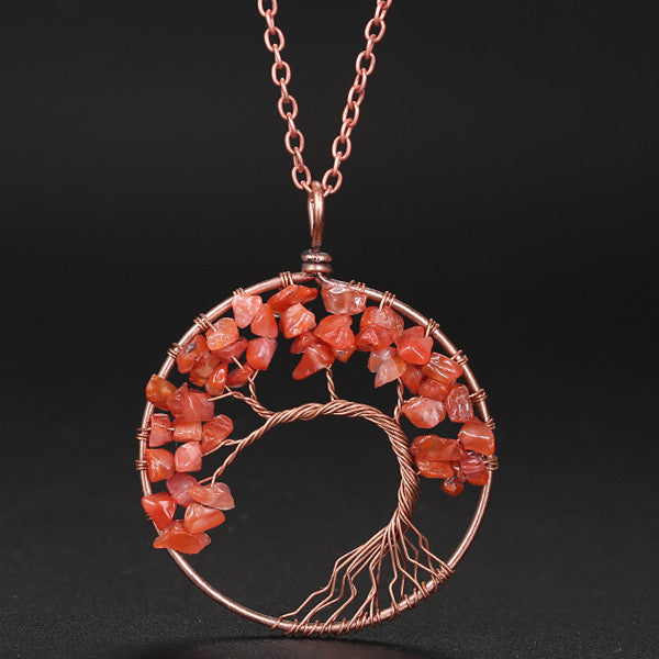 Winding Natural Stone Crystal Bronze Curved Necklaces
