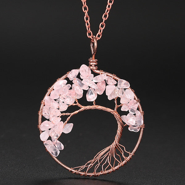 Winding Natural Stone Crystal Bronze Curved Necklaces