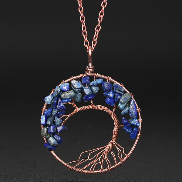 Winding Natural Stone Crystal Bronze Curved Necklaces