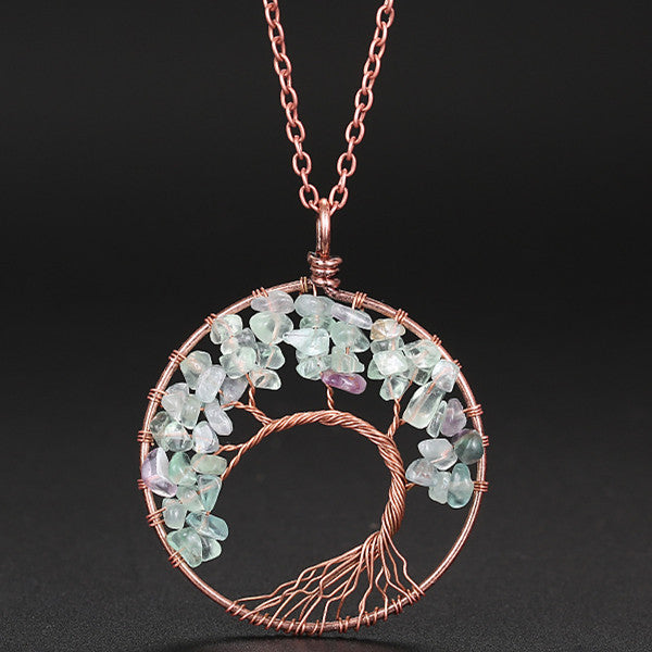 Winding Natural Stone Crystal Bronze Curved Necklaces