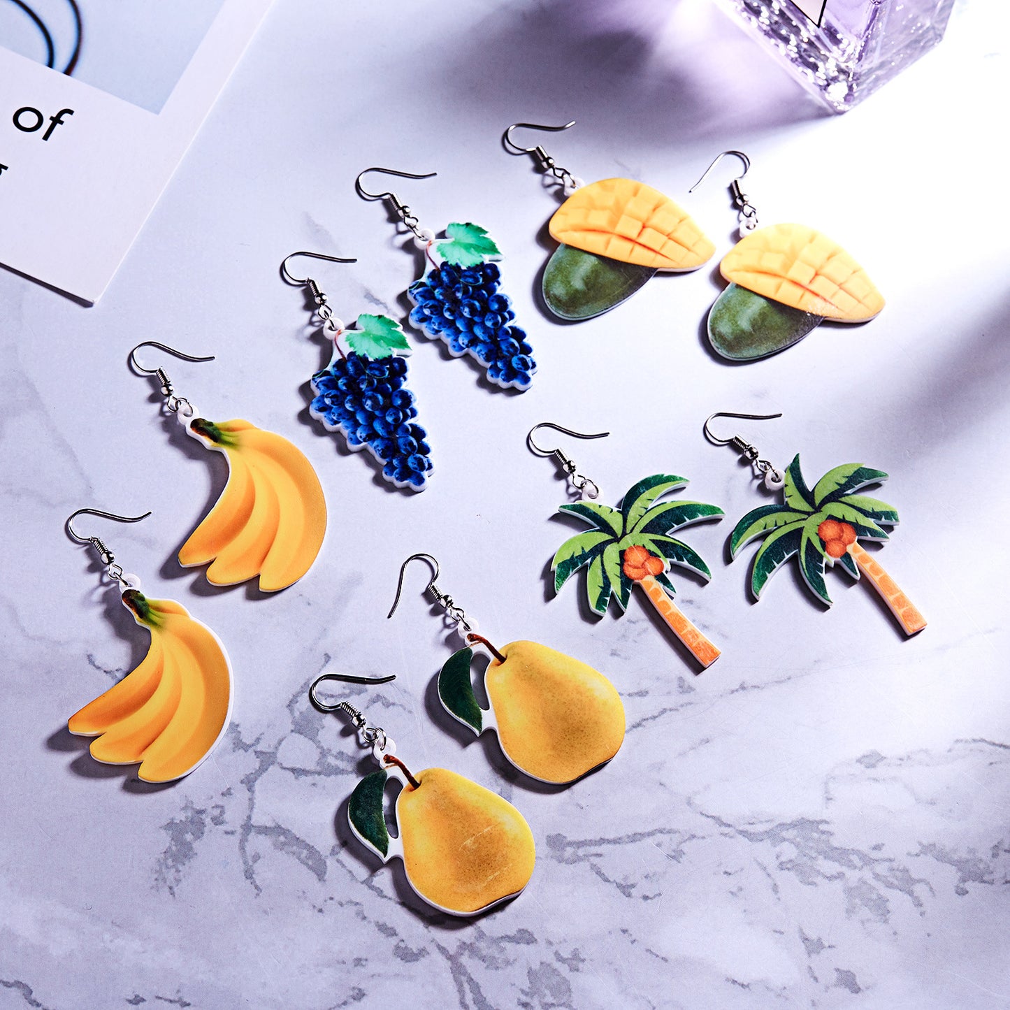 Women's Acrylic Fruit Coconut Tree Summer Fashion Earrings