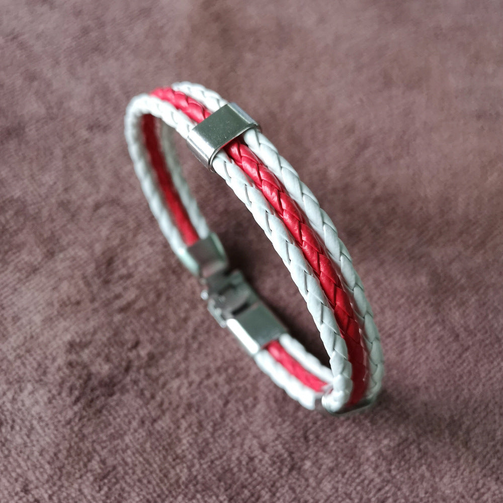Weaving Flag Color Leather Personality Sports Bracelet