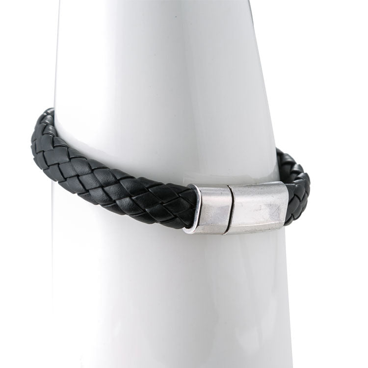 Men's Wide Brim Leather Rope Woven Magnetic Bracelets