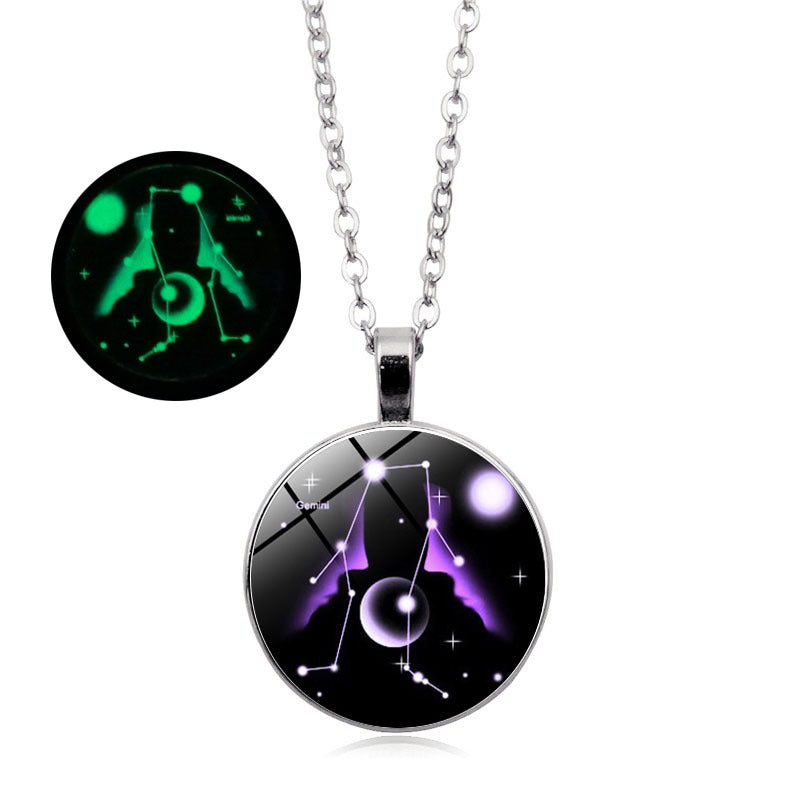 Women's Luminous Twee Constellation Time Gem Cabochon Necklaces