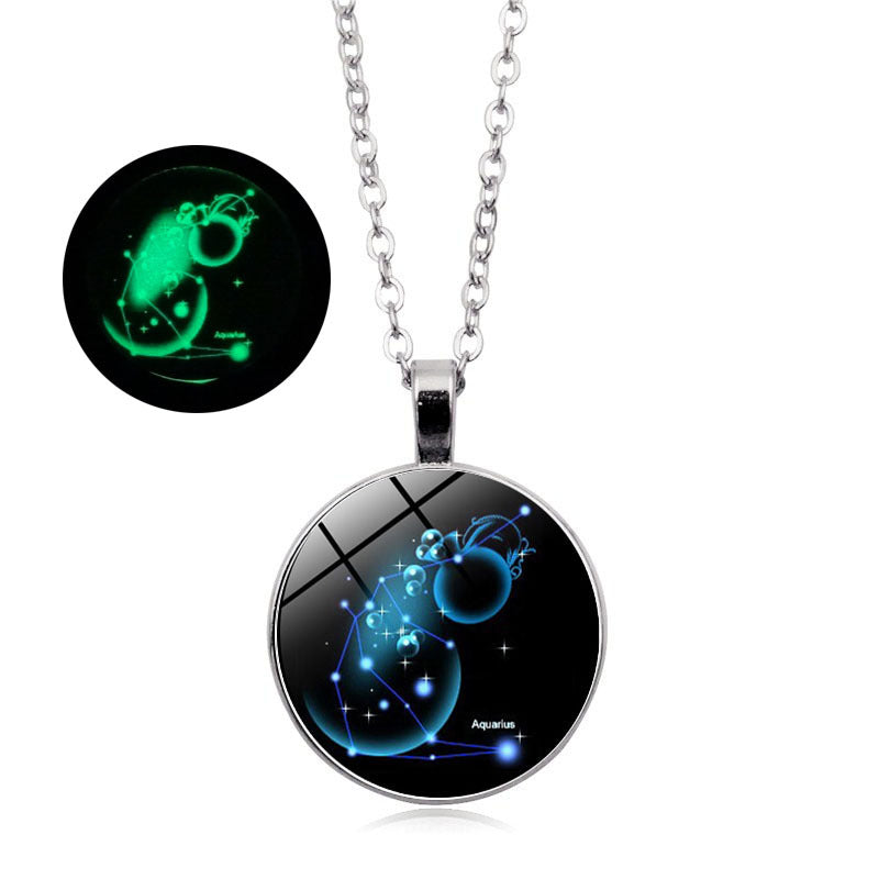 Women's Luminous Twee Constellation Time Gem Cabochon Necklaces