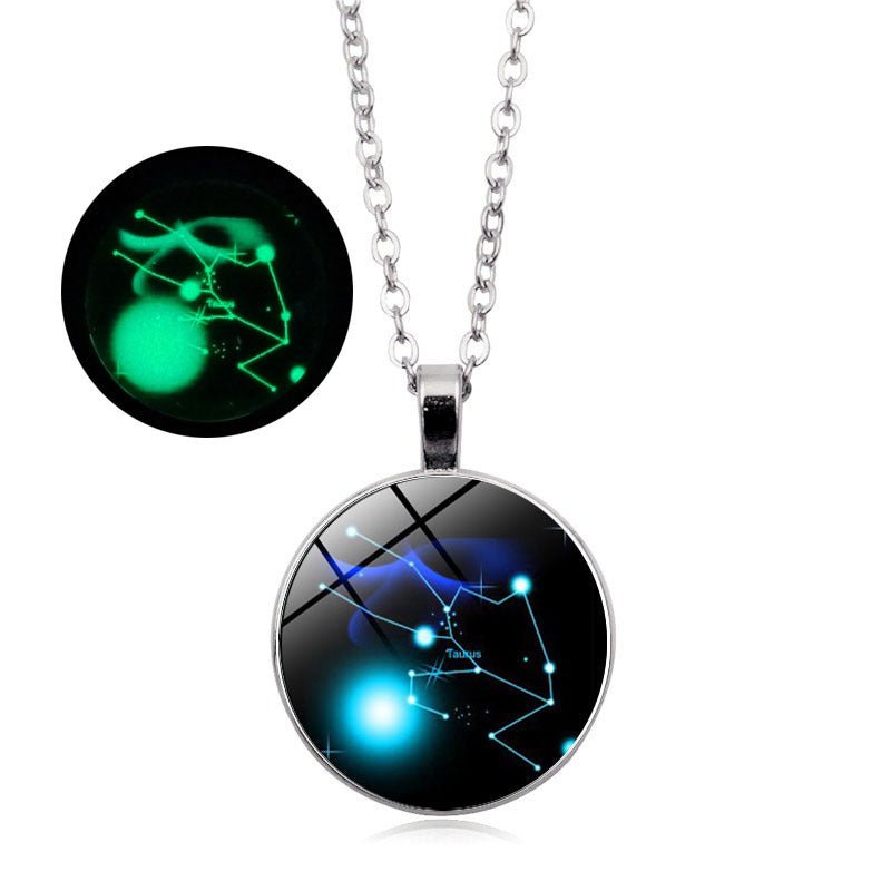 Women's Luminous Twee Constellation Time Gem Cabochon Necklaces