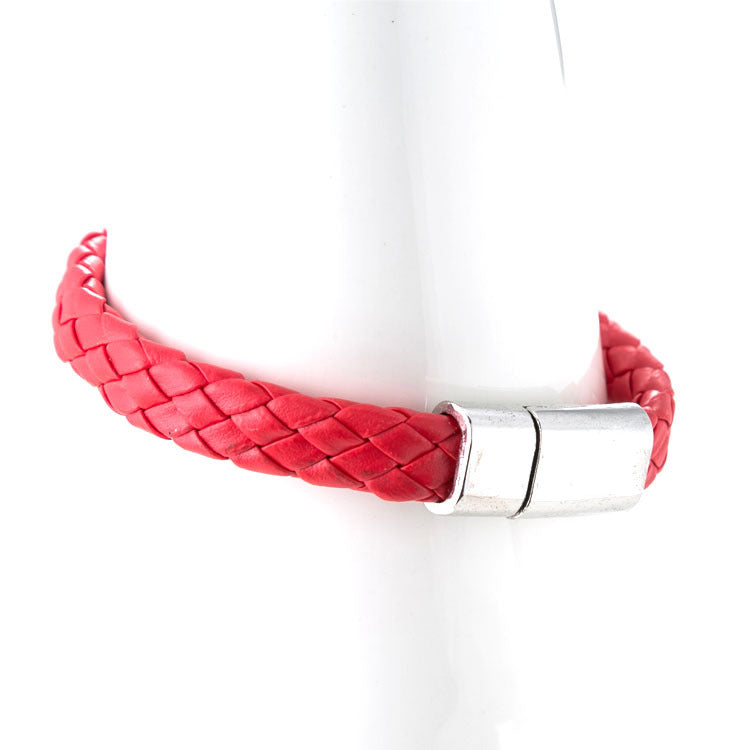 Men's Wide Brim Leather Rope Woven Magnetic Bracelets