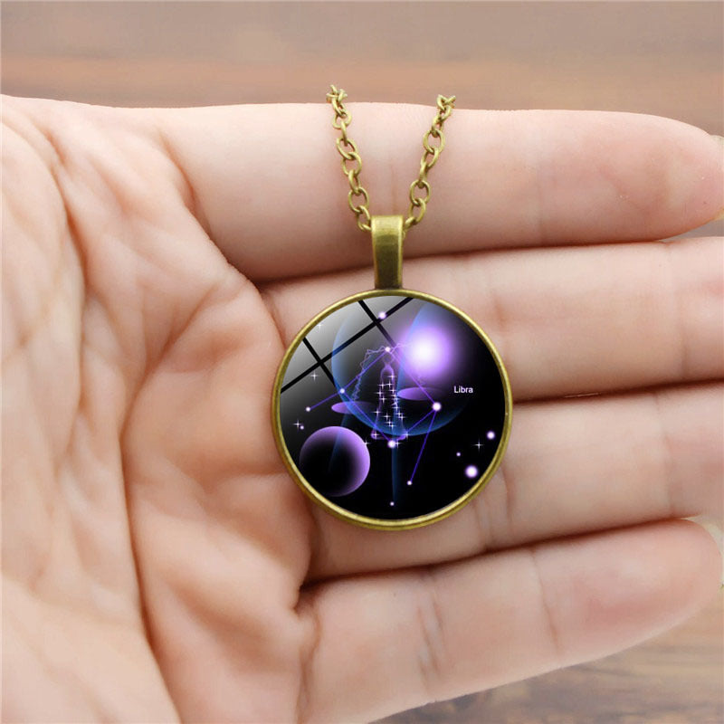 Women's Luminous Twee Constellation Time Gem Cabochon Necklaces