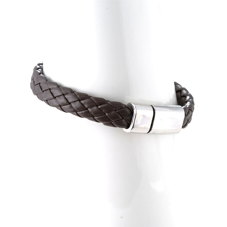 Men's Wide Brim Leather Rope Woven Magnetic Bracelets