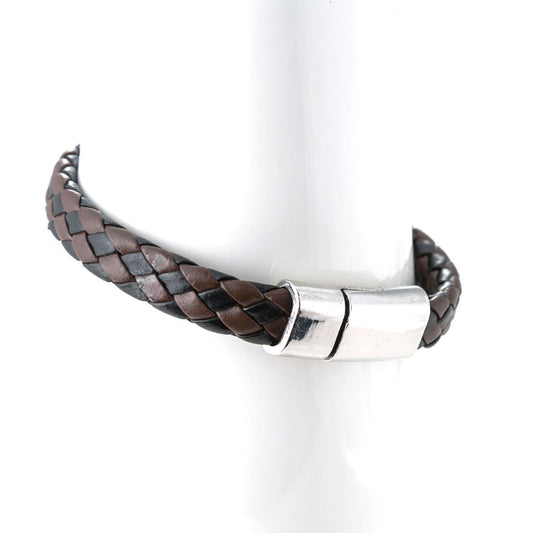 Men's Wide Brim Leather Rope Woven Magnetic Bracelets