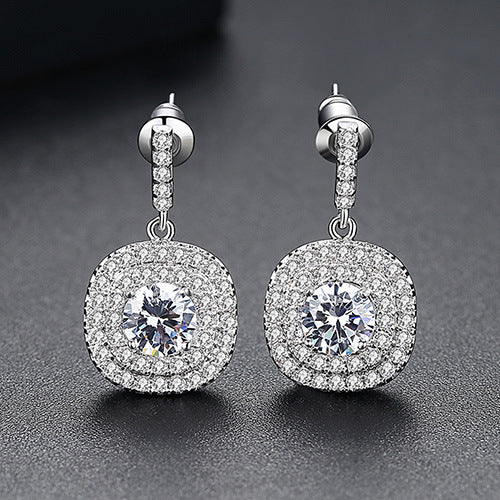 Women's Copper Inlaid Zircon Eardrops Fashion Banquet Earrings