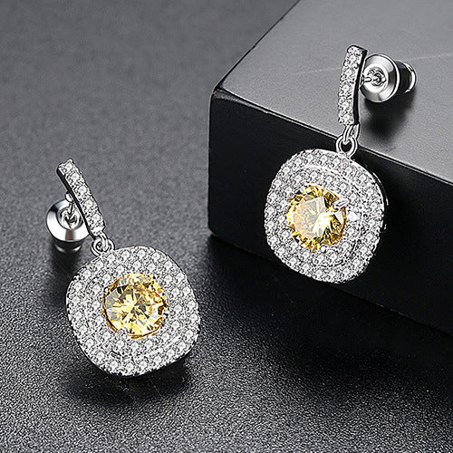 Women's Copper Inlaid Zircon Eardrops Fashion Banquet Earrings