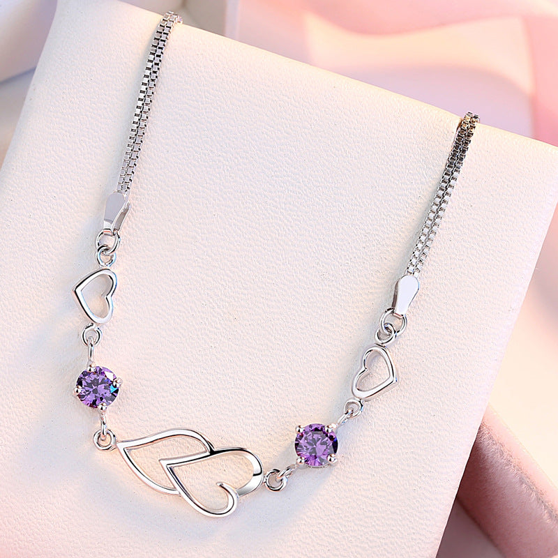 Fashion Sterling Sier Korean Style Heart-to-heart Bracelets