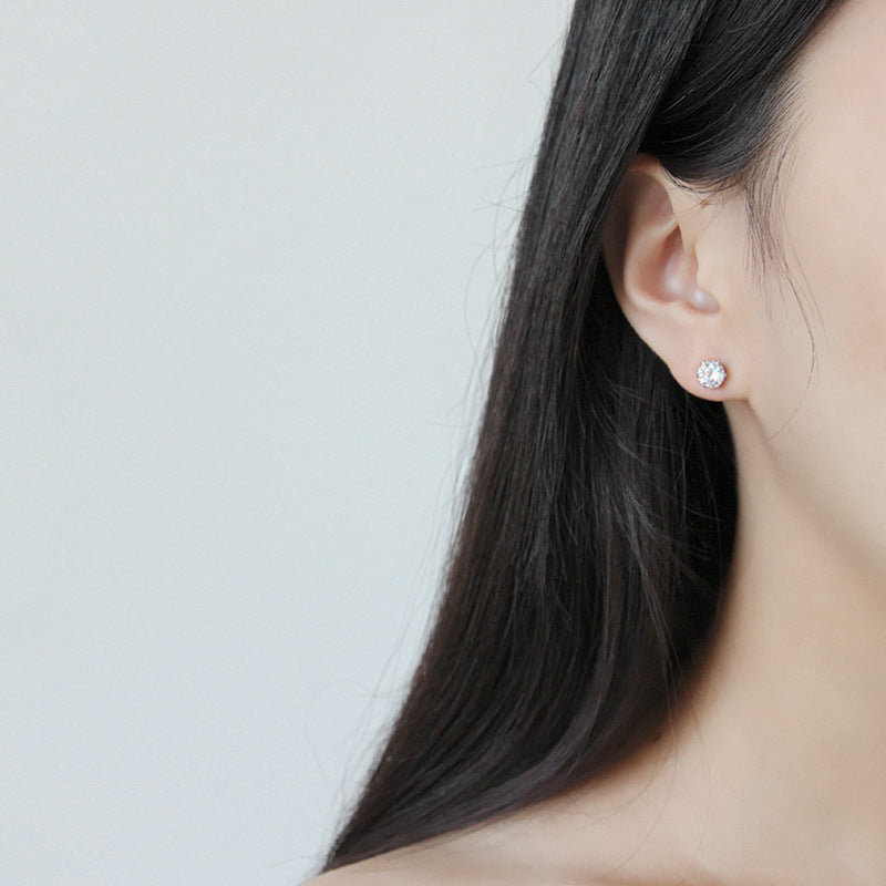 Women's Korean Style Sterling Sier Temperamental Versatile Extremely Simple Earrings