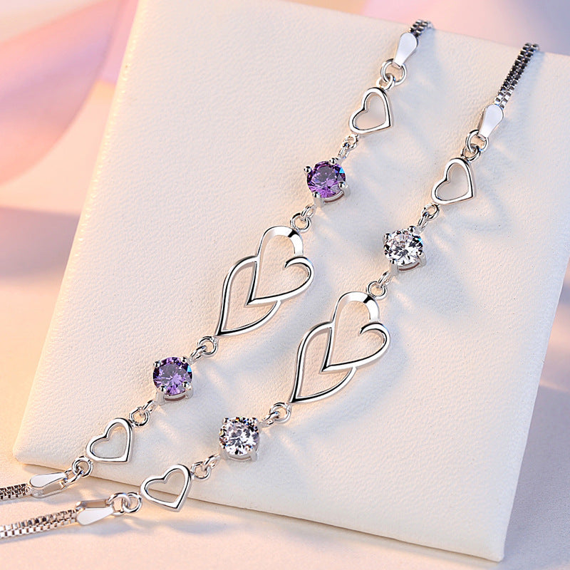 Fashion Sterling Sier Korean Style Heart-to-heart Bracelets