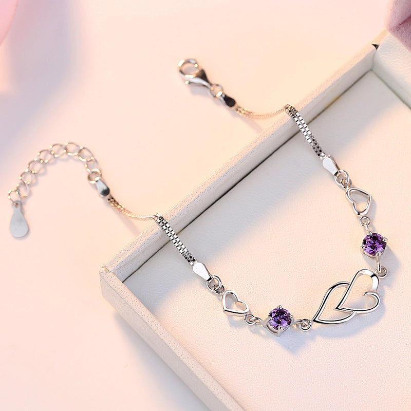 Fashion Sterling Sier Korean Style Heart-to-heart Bracelets