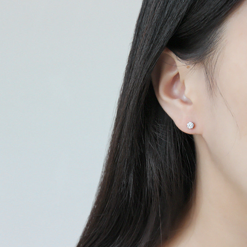 Women's Korean Style Sterling Sier Temperamental Versatile Extremely Simple Earrings
