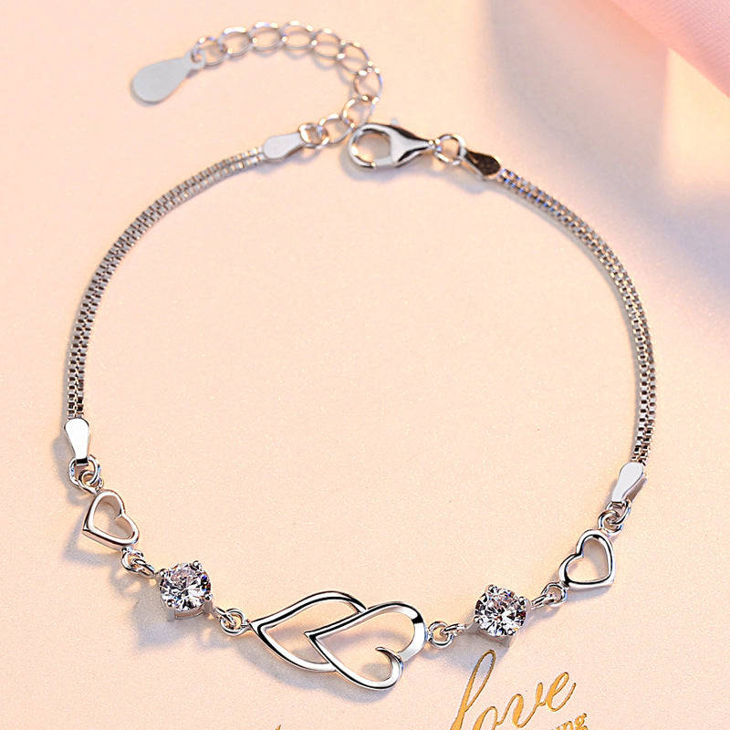 Fashion Sterling Sier Korean Style Heart-to-heart Bracelets