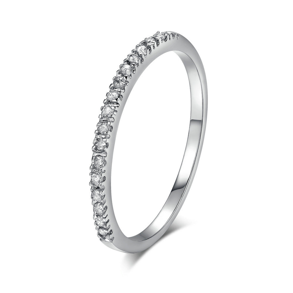Women's Style Simple Zircon Gold Plated Thin Rings
