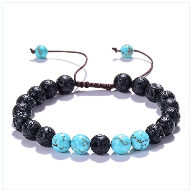 Turquoise Volcanic Stone Energy Lava Woven Bracelets