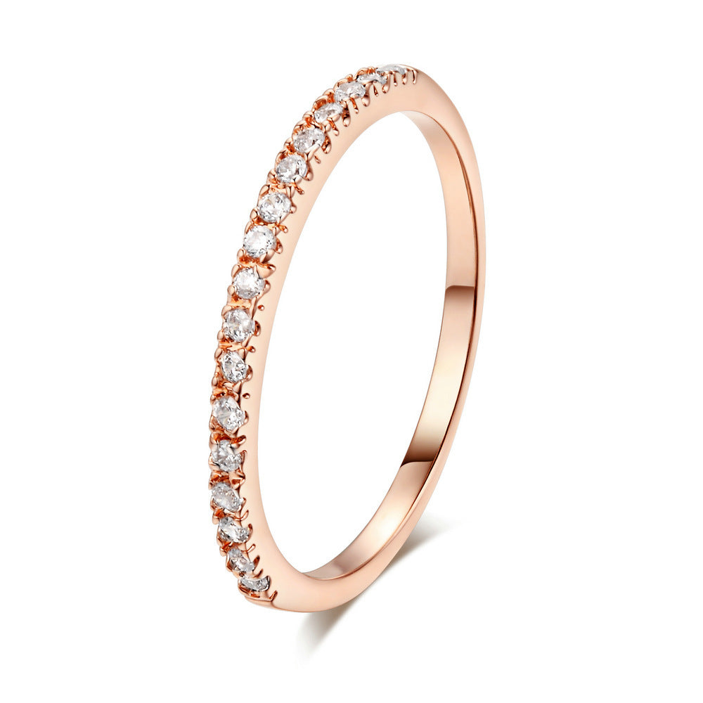 Women's Style Simple Zircon Gold Plated Thin Rings