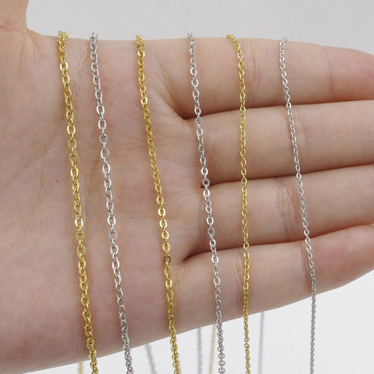 Real Gold Cross Chain Titanium Steel Jewelry Accessories Bright Necklaces