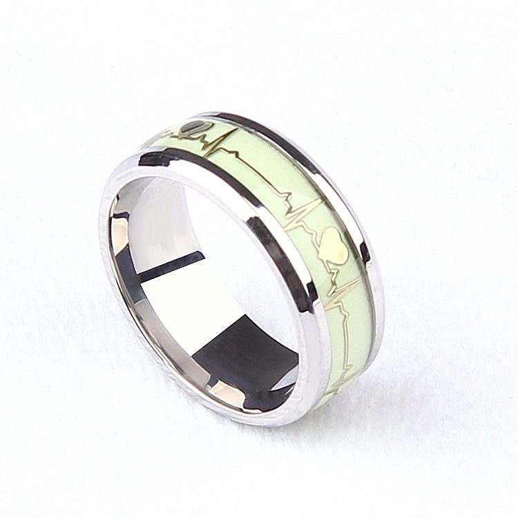 Men's Steel Luminous Titanium Finger Personality Ecg Rings