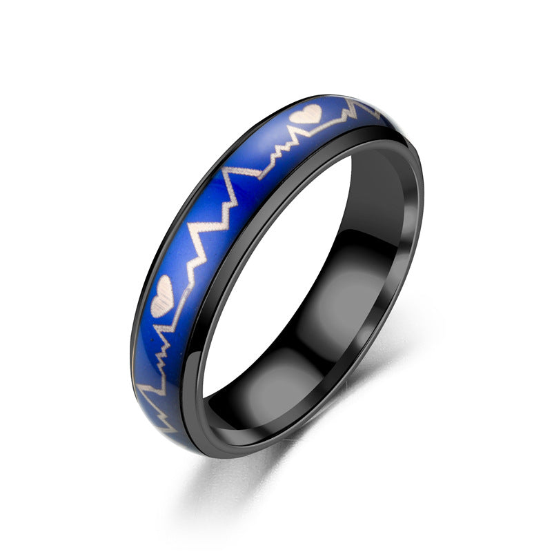 Heartbeat Ecg Sealing Glaze Color Changing Rings
