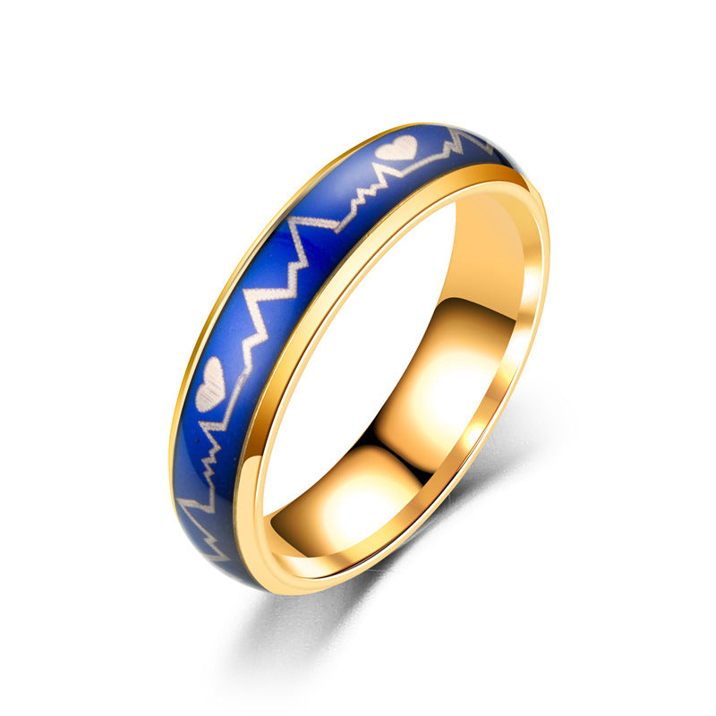 Heartbeat Ecg Sealing Glaze Color Changing Rings